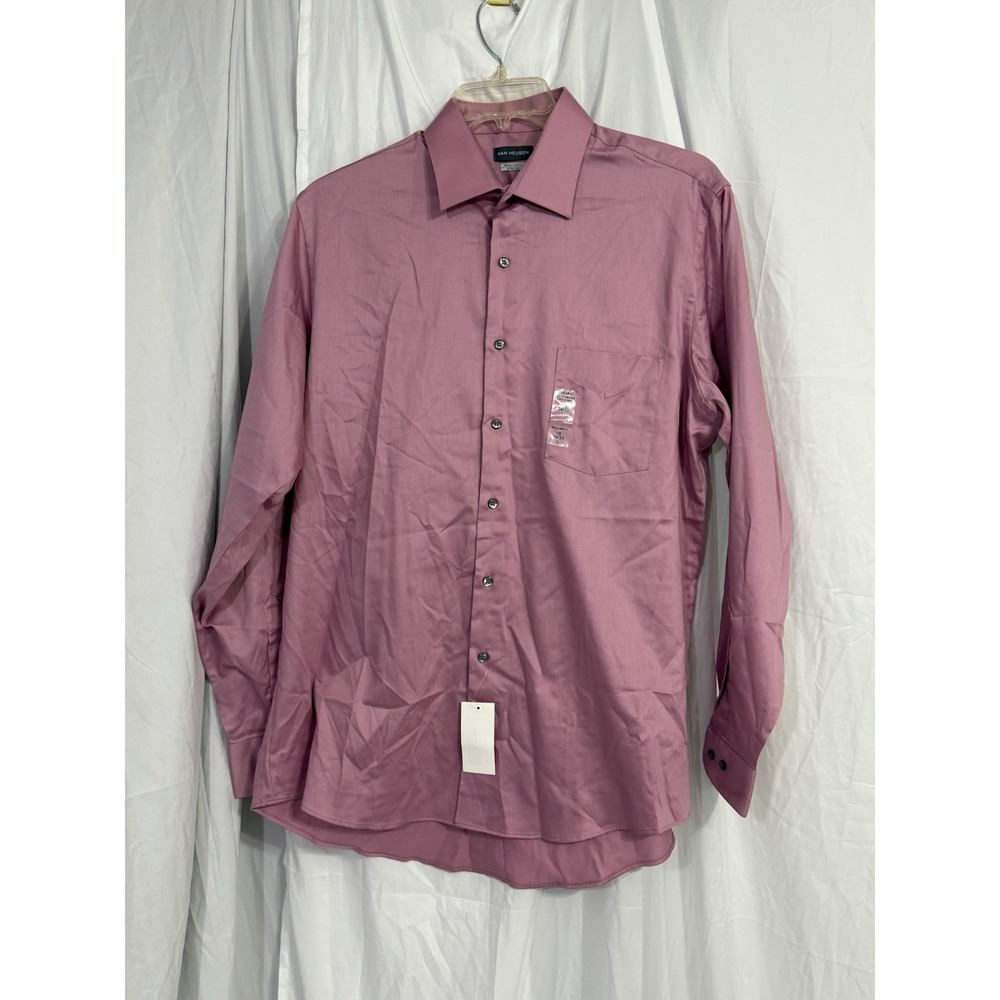 NWT Mens Van Heusen Pink Cotton‎ Blend Button Down Shirt Size 16 34/35 Large